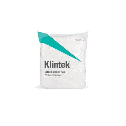 57000-BOLSA DE 1 KG DE ESTOPA EXTRA FINA COLOR BLANCO KLINTEK